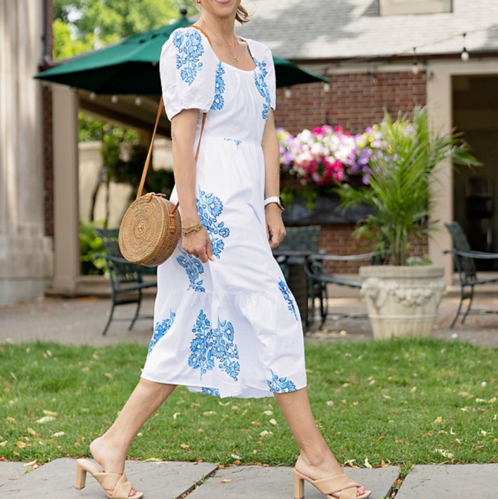 J.Crew Floral Puff Sleeve Midi  Dress